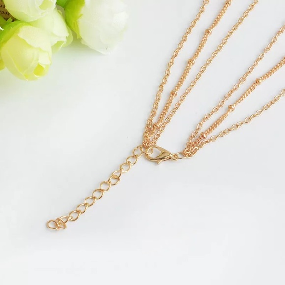 Triple Layer Turquoise Boho Tassle Chain Necklace - Picture 4 of 5